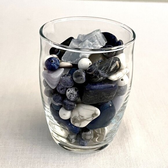 Mystical Blue Stone Collection in Glass Jar for Decor Energy Healing Meditation - Picture 5 of 11